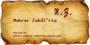 Mahrer Zakária névjegykártya